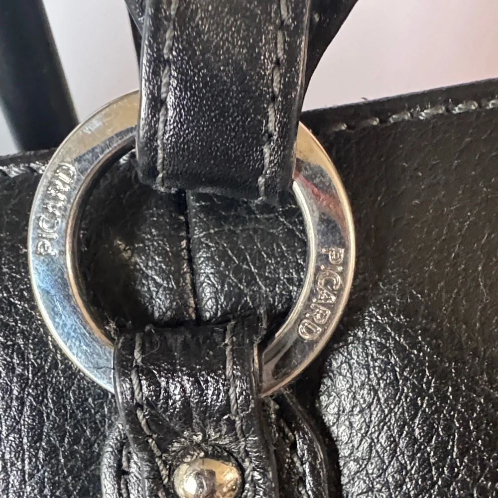 Chic Picard 3 Section Black Leather Bag